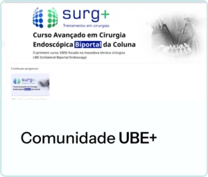 Módulos do curso EAD de endoscopia da coluna da Surg+.