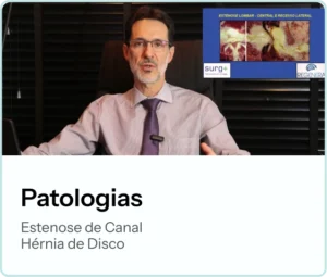 Módulos do curso EAD de endoscopia da coluna da Surg+.